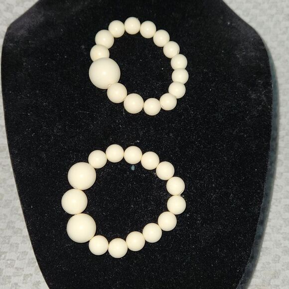 Hand Crafted Jewelry - Handmade cream/ off-white beaded vintage style 2 bracelets
